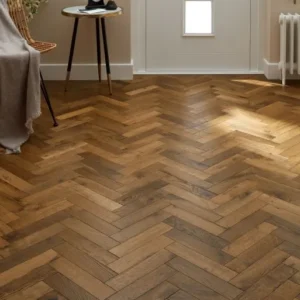 Artisan Herringbone Crafted Golden Oak