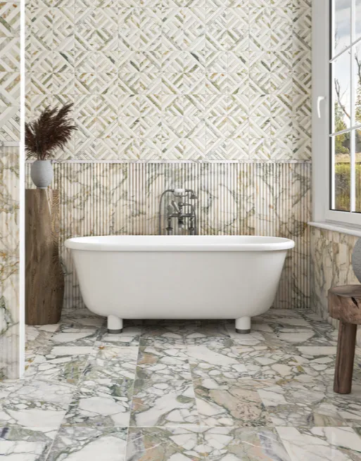 Calacatta Green Honed Ponte Marble Mosaic