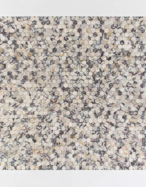 Calacatta Picasso Honed Hexagon 1x1 Marble Mosaic 1