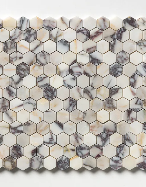 Calacatta Picasso Honed Hexagon 1x1 Marble Mosaic - Image 3