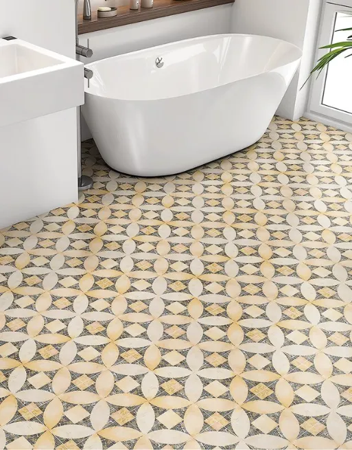 Giallo, Verde Honed Sacchi Limestone Mosaic