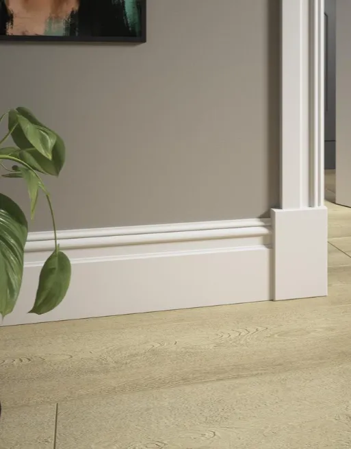 Howdens 4.2m Victorian White Primed MDF Skirting Board