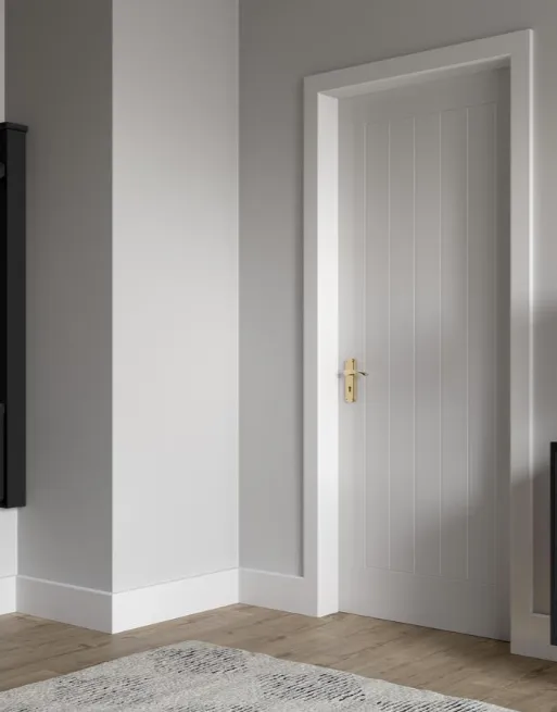 Howdens 4.2m x 144mm Pencil Round White Primed MDF Skirting Board Cover