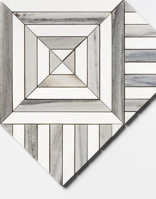 Skyline Snow White Honed Ponte Marble Mosaic - Image 3