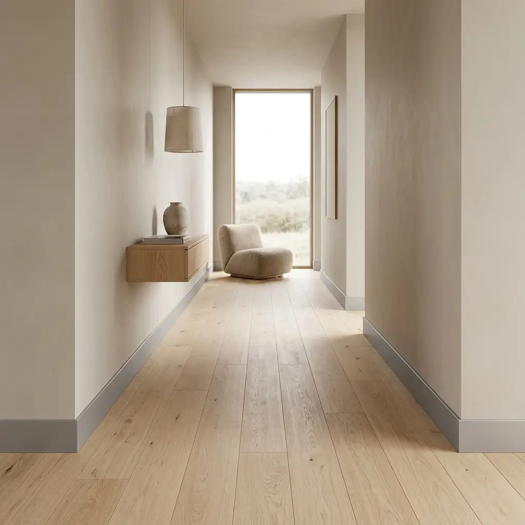 Aluminium Flat Bar Skirting Installed in Hallway