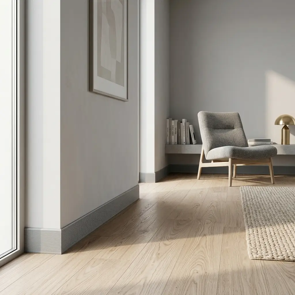 Aluminium Trim 2.2m Skirting Installed in Room