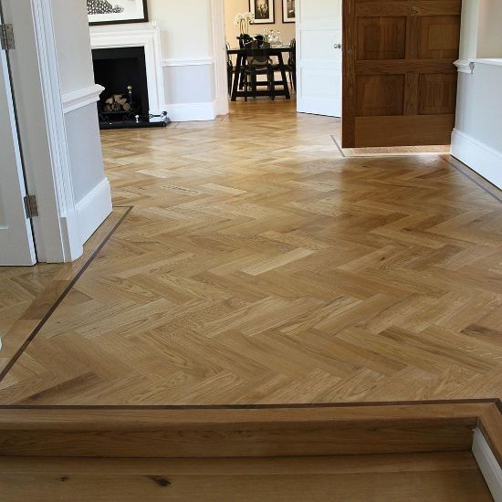 Light oak herringbone floor border