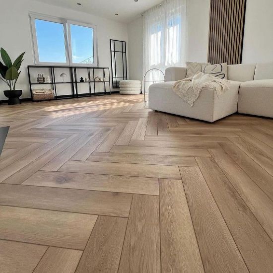 Modern light oak herringbone floor