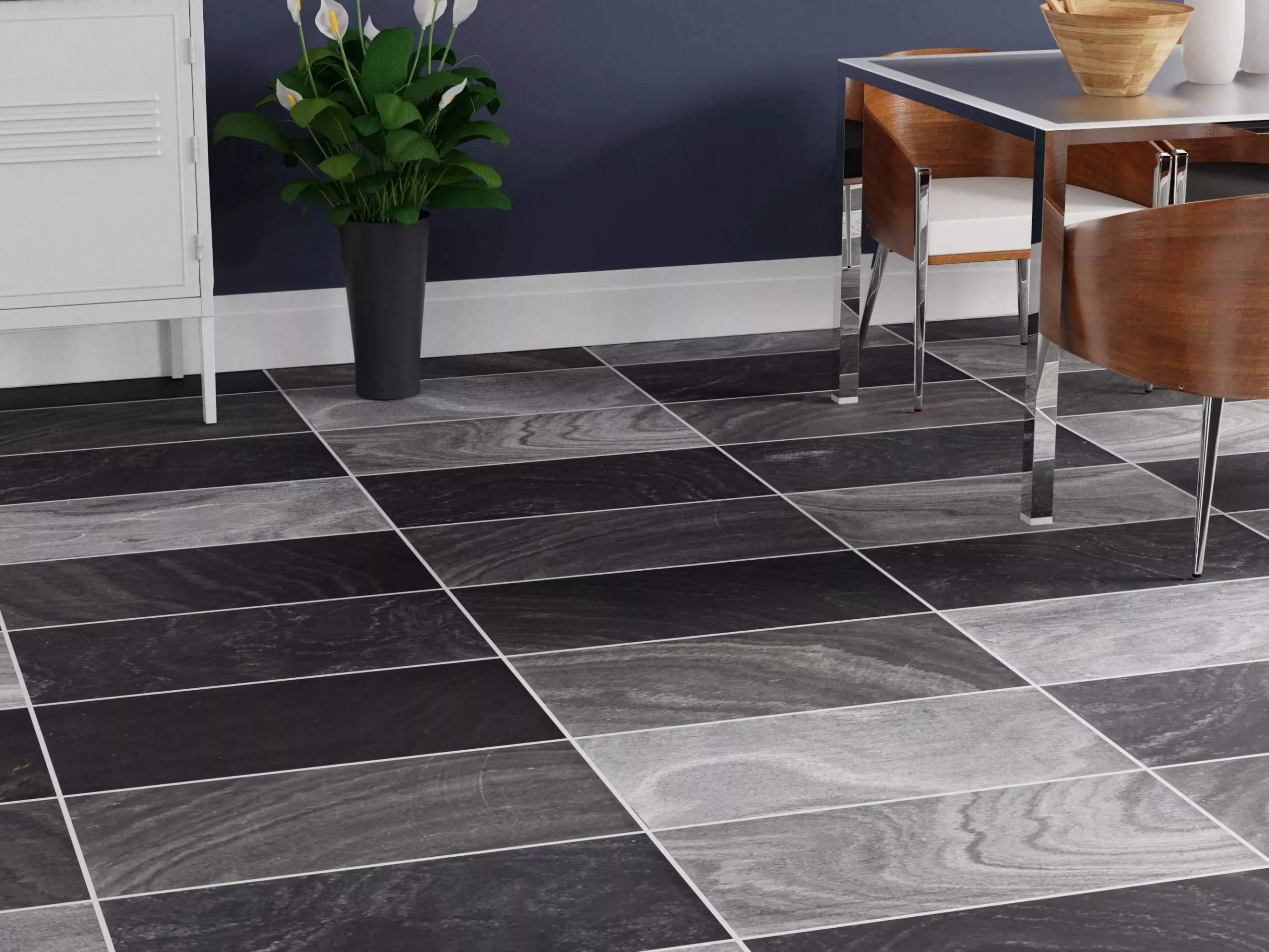 Black Honed Slate Terrazzo Flooring