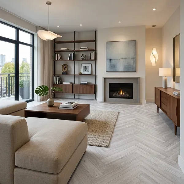 Cosystep White Vinyl Sample in Living Room