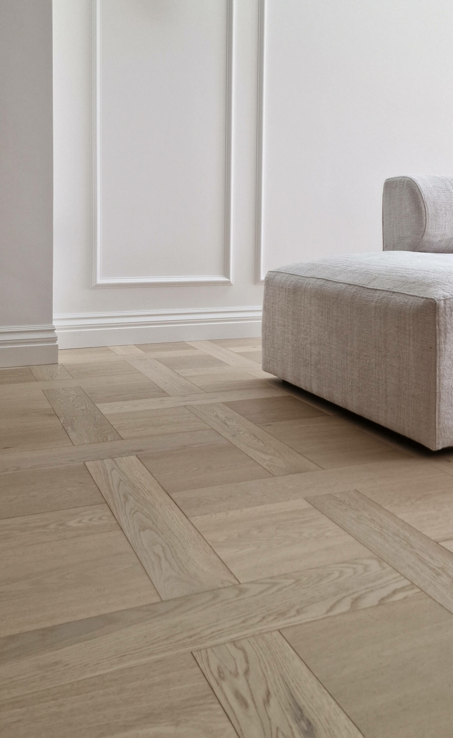 White UV Oiled Oak Basket weave Flooring