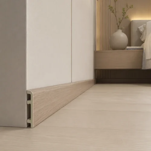 80mm Beige Wood Grain WPC Skirting Board 2