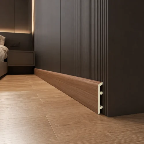 80mm Walnut Grain WPC Skirting Board