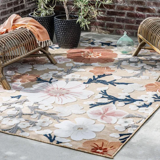 Beige Pink Outdoor Rug