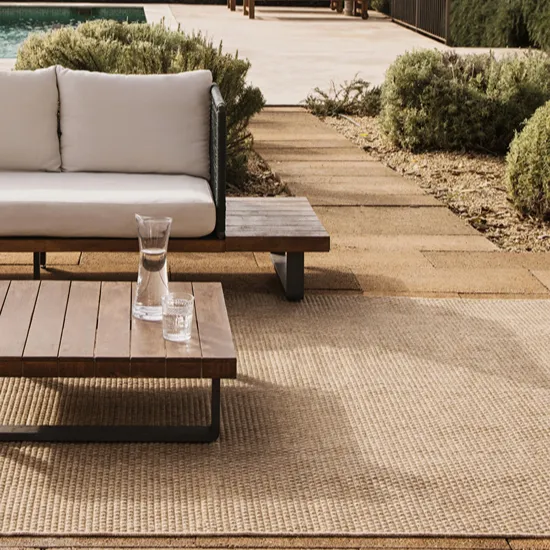 Beige Textured Outdoor Rug