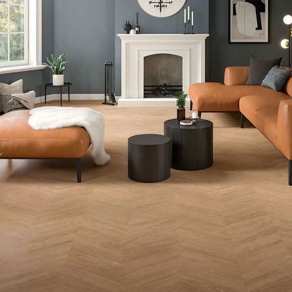 Brown Oak Chevron Effect Flooring