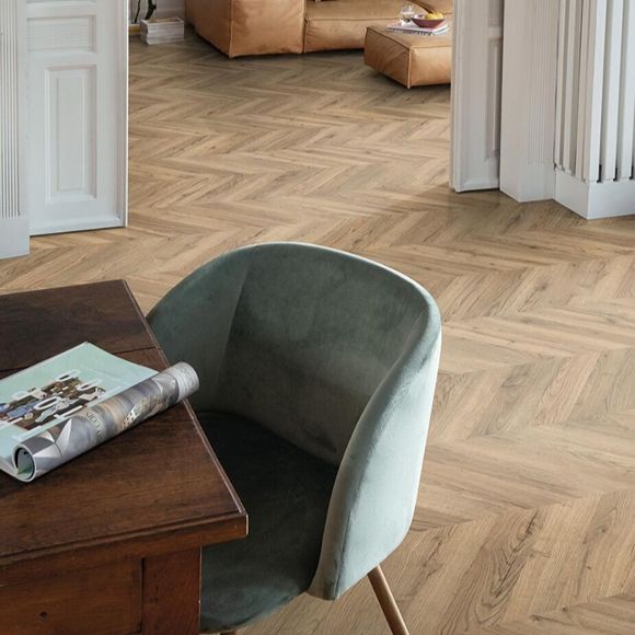 Dark Oak Chevron Effect Flooring