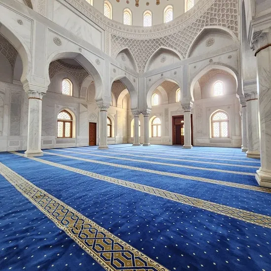 Khalid Navy Blue Masjid Carpet 1