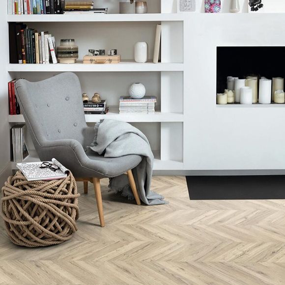 Light Oak Chevron Effect Flooring
