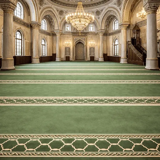 Olive Green Saff Mosque Carpet