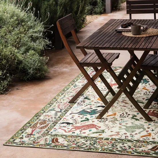 Pastel Green Multicolor Outdoor Rug