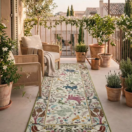 Pastel Green Multicolor Outdoor Runner